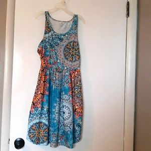 Women's Boho Print Tank Dress With Pockets Size XS